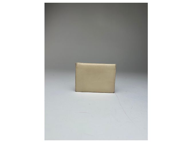 Vintage Prada Saffiano Leather Triangle Card Holder Cream Beige - view 11
