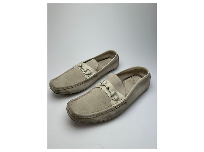 Mocassini da guida in suede Horsebit vintage Gucci crema EU41,5 - vista 2