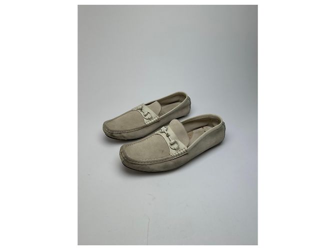 Mocassini da guida in suede Horsebit vintage Gucci crema EU41,5 - vista 3