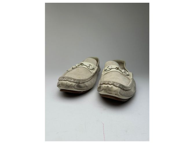 Mocassini da guida in suede Horsebit vintage Gucci crema EU41,5 - vista 5