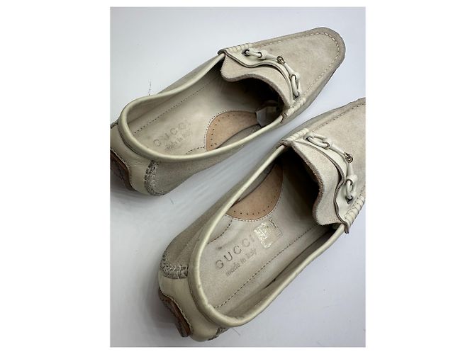 Mocassini da guida in suede Horsebit vintage Gucci crema EU41,5 - vista 9