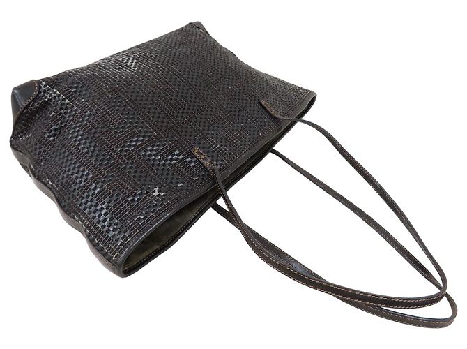 Fendi Tote Bag aus gewobenem Kalbsleder in Schwarz-Braun Zucca - Ansicht 2