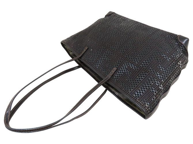 Fendi Tote Bag aus gewobenem Kalbsleder in Schwarz-Braun Zucca - Ansicht 4