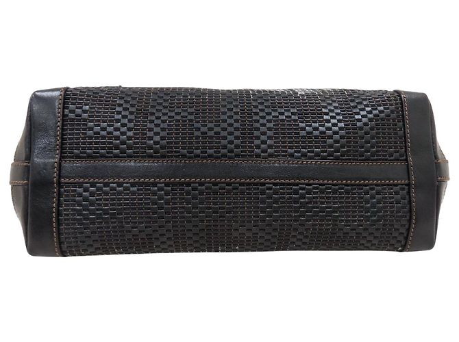 Fendi Tote Bag aus gewobenem Kalbsleder in Schwarz-Braun Zucca - Ansicht 5