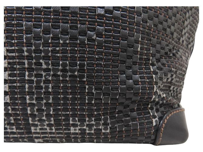 Fendi Tote Bag aus gewobenem Kalbsleder in Schwarz-Braun Zucca - Ansicht 8