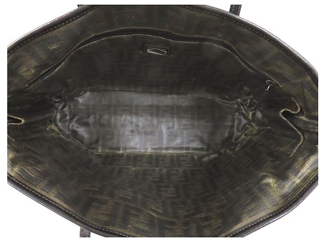 Fendi Tote Bag aus gewobenem Kalbsleder in Schwarz-Braun Zucca - Ansicht 9