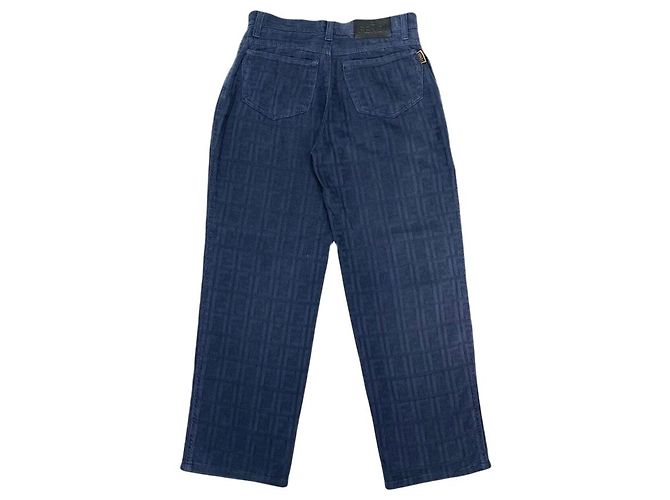 Fendi Navy Blue Zucca Monogramm Baumwollhose Marineblau - Ansicht 2