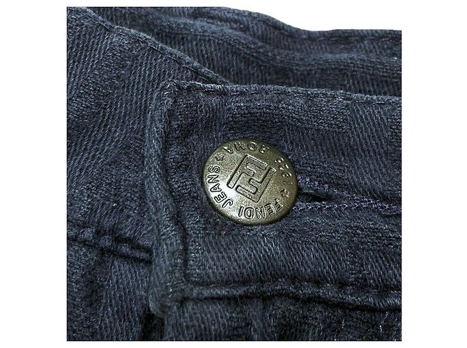 Fendi Navy Blue Zucca Monogramm Baumwollhose Marineblau - Ansicht 4