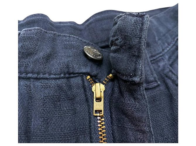 Fendi Navy Blue Zucca Monogramm Baumwollhose Marineblau - Ansicht 6