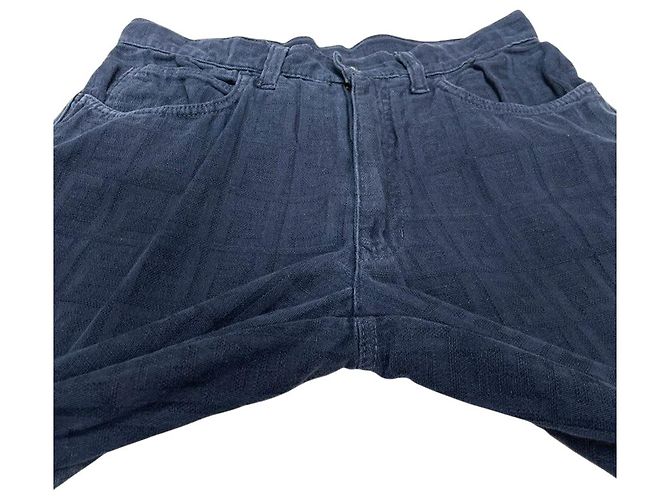 Fendi Navy Blue Zucca Monogramm Baumwollhose Marineblau - Ansicht 7