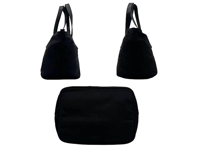 Borsa a spalla mini in nylon tessuto nero Prada - vista 4