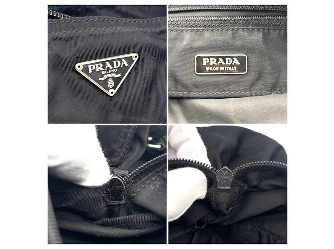Borsa a spalla mini in nylon tessuto nero Prada - vista 9