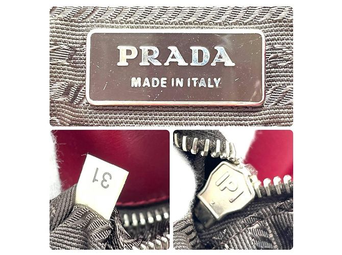 Borsa a spalla in nylon e pelle rossa Prada Rosso - vista 9