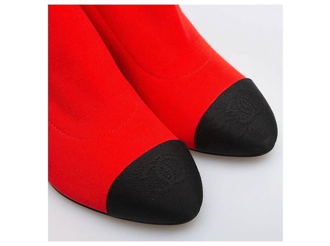 Rote und schwarze Stricksocken-Stiefel Chanel 2019 NWOB, Größe 41, gebraucht - Ansicht 4