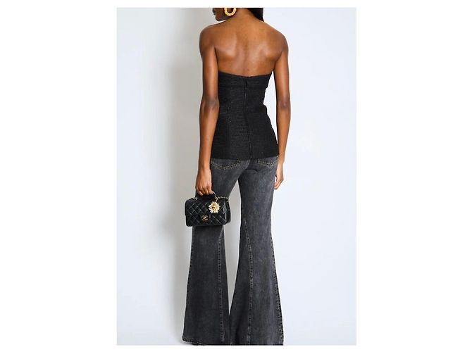 Top bustier sin tirantes de lino blanco Chanel 2018 talla 38 de segunda mano - vista 9