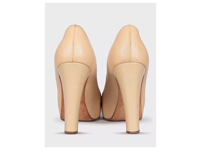 Beige Leder Blockabsatzpumps von Chanel - Größe 39,5 Gebraucht - Ansicht 7