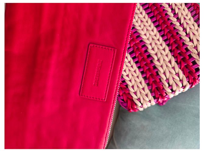 Clutch Rock in pelle intrecciata Zadig & Voltaire Rosso Fuchsia Ecru - vista 17