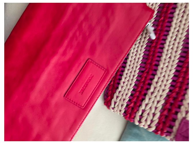 Clutch Rock in pelle intrecciata Zadig & Voltaire Rosso Fuchsia Ecru - vista 18