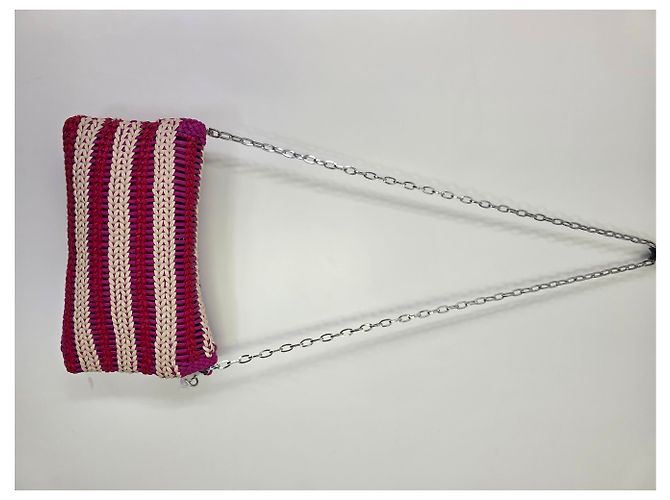 Clutch Rock in pelle intrecciata Zadig & Voltaire Rosso Fuchsia Ecru - vista 5