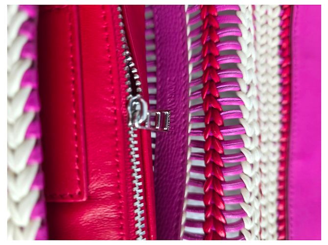 Clutch Rock in pelle intrecciata Zadig & Voltaire Rosso Fuchsia Ecru - vista 8