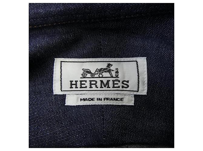 Hermès Camisa de algodón Hermes 37 Azul Azul marino - vista 4