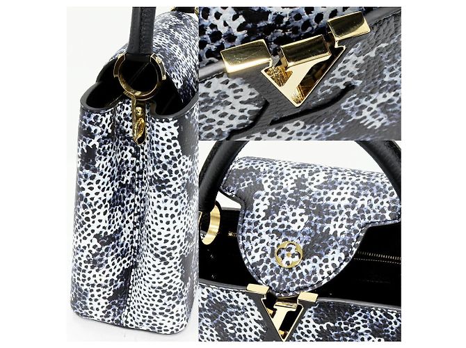 Louis Vuitton Capucines MM Taurillon 2way Limitato Bianco Blu navy - vista 5