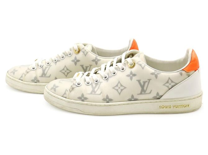 Sneakers in tessuto Monogram della linea Frontrow di Louis Vuitton Bianco Arancione - vista 2