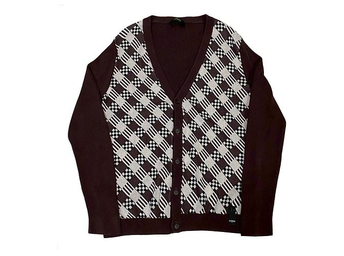 Cárdigan de algodón Fendi Castaño Negro - vista 4