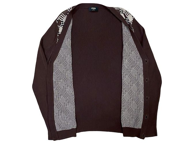 Cárdigan de algodón Fendi Castaño Negro - vista 5