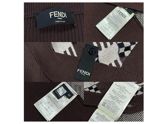 Cárdigan de algodón Fendi Castaño Negro - vista 7