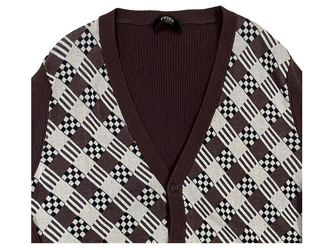 Cárdigan de algodón Fendi Castaño Negro - vista 8