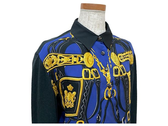 Hermès Camicia in seta, cashmere e cotone Bride de Gala di Hermes Nero Blu - vista 2