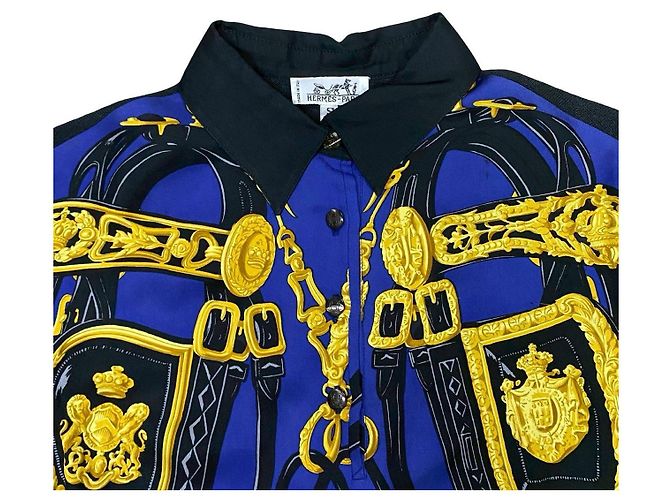 Hermès Camicia in seta, cashmere e cotone Bride de Gala di Hermes Nero Blu - vista 7
