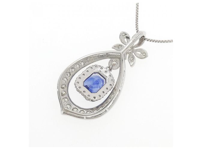 Autre Marque Collana in Zaffiro e Diamante Pt950 Pt850 Blu - vista 4