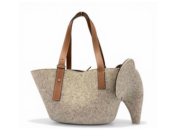 Borsa a mano in pelle di feltro a forma di elefante Loewe Marrone - vista 2