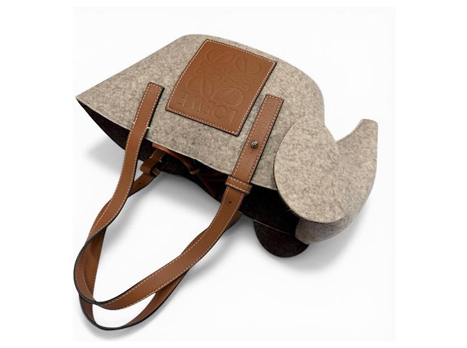 Borsa a mano in pelle di feltro a forma di elefante Loewe Marrone - vista 6