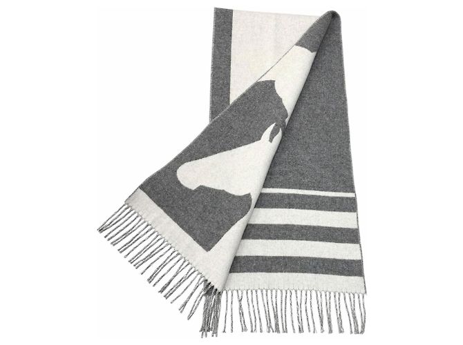 Hermès Stola in cashmere HERMES Love Story Marrone Bianco sporco - vista 2