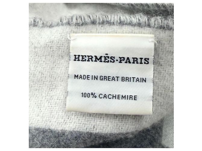 Hermès Stola in cashmere HERMES Love Story Marrone Bianco sporco - vista 7