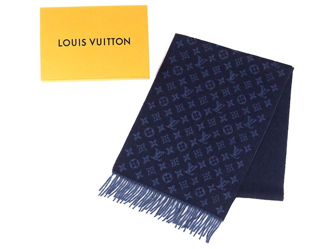 Sciarpa in cashmere e lana Monogram sfumata Louis Vuitton Blu navy - vista 2