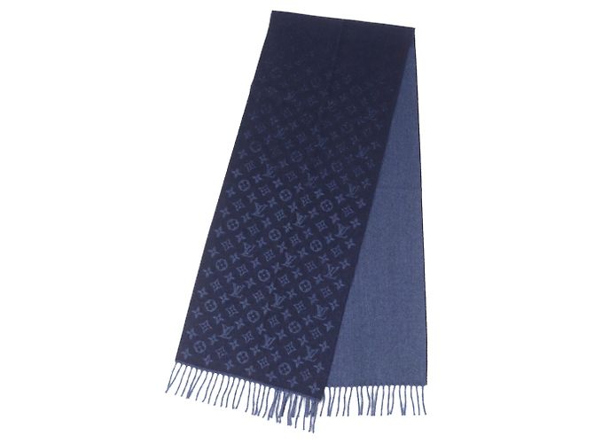 Sciarpa in cashmere e lana Monogram sfumata Louis Vuitton Blu navy - vista 3