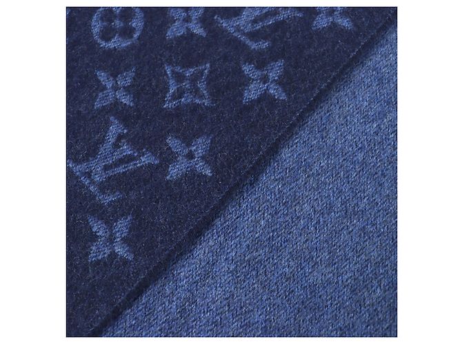 Sciarpa in cashmere e lana Monogram sfumata Louis Vuitton Blu navy - vista 4