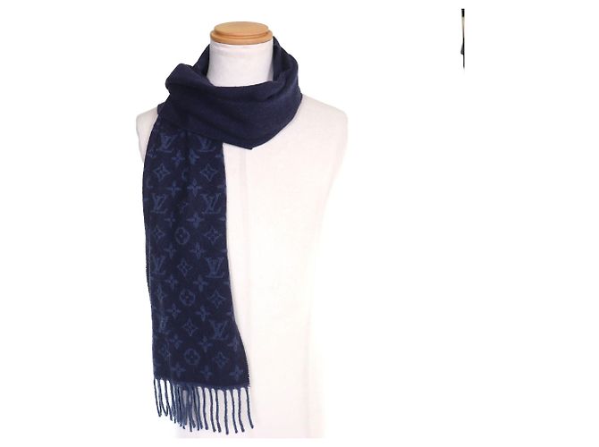 Sciarpa in cashmere e lana Monogram sfumata Louis Vuitton Blu navy - vista 6