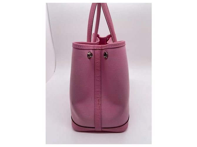 Borsa Hermès Garden Party 30 in tela e pelle rosa - vista 2