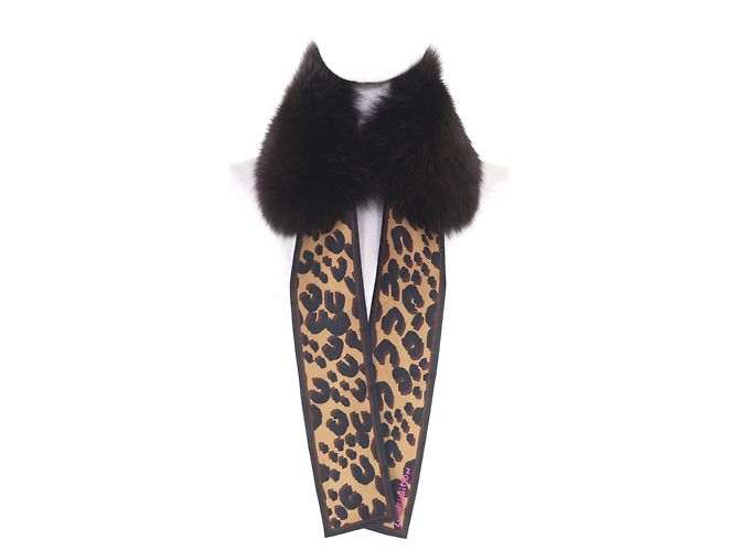 Sciarpa Tippet in seta marrone e pelliccia di volpe Louis Vuitton - vista 4
