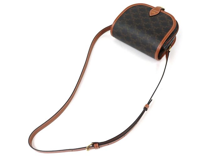 Céline Borsa a Spalla Celine 19150 Folco Medium Triomphe in Tela Marrone - vista 4