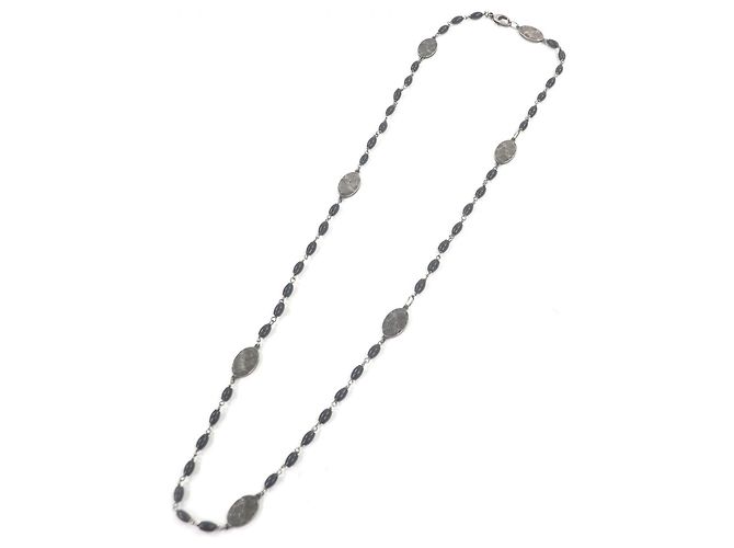 Collana lunga con placca a stemma AG925 di GUCCI Nero Argento - vista 3
