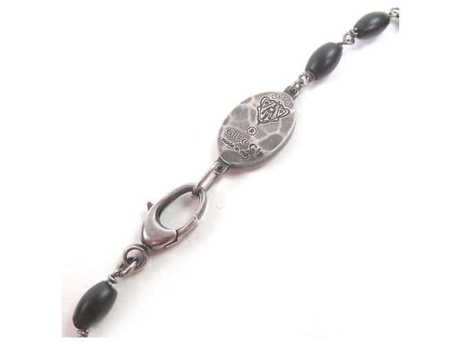 Collana lunga con placca a stemma AG925 di GUCCI Nero Argento - vista 4