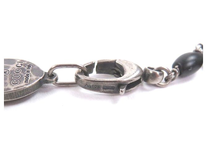 Collana lunga con placca a stemma AG925 di GUCCI Nero Argento - vista 5