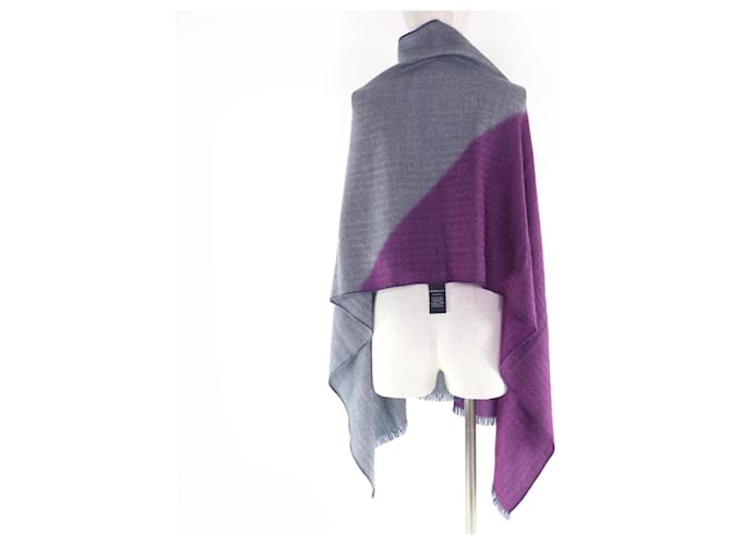 Sciarpa in cashmere Hermès in blu navy e viola Porpora - vista 6