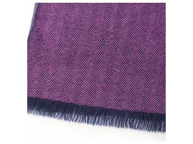 Sciarpa in cashmere Hermès in blu navy e viola Porpora - vista 8